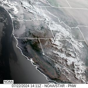 Monday morning’s satellite shows smoke from regional wildfires and from Canada moving into the state.